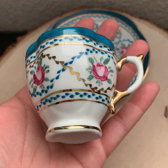 China Rose Gold Tone Mini Plate & Teacup Set - Picture 9 of 10